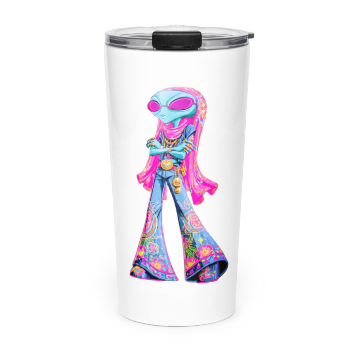 Blue Hippie Alien Girl - Alien Open Contact 2026 Cosmos Universe Extra Terrestrial Inspired - Tapered stainless steel tumbler
