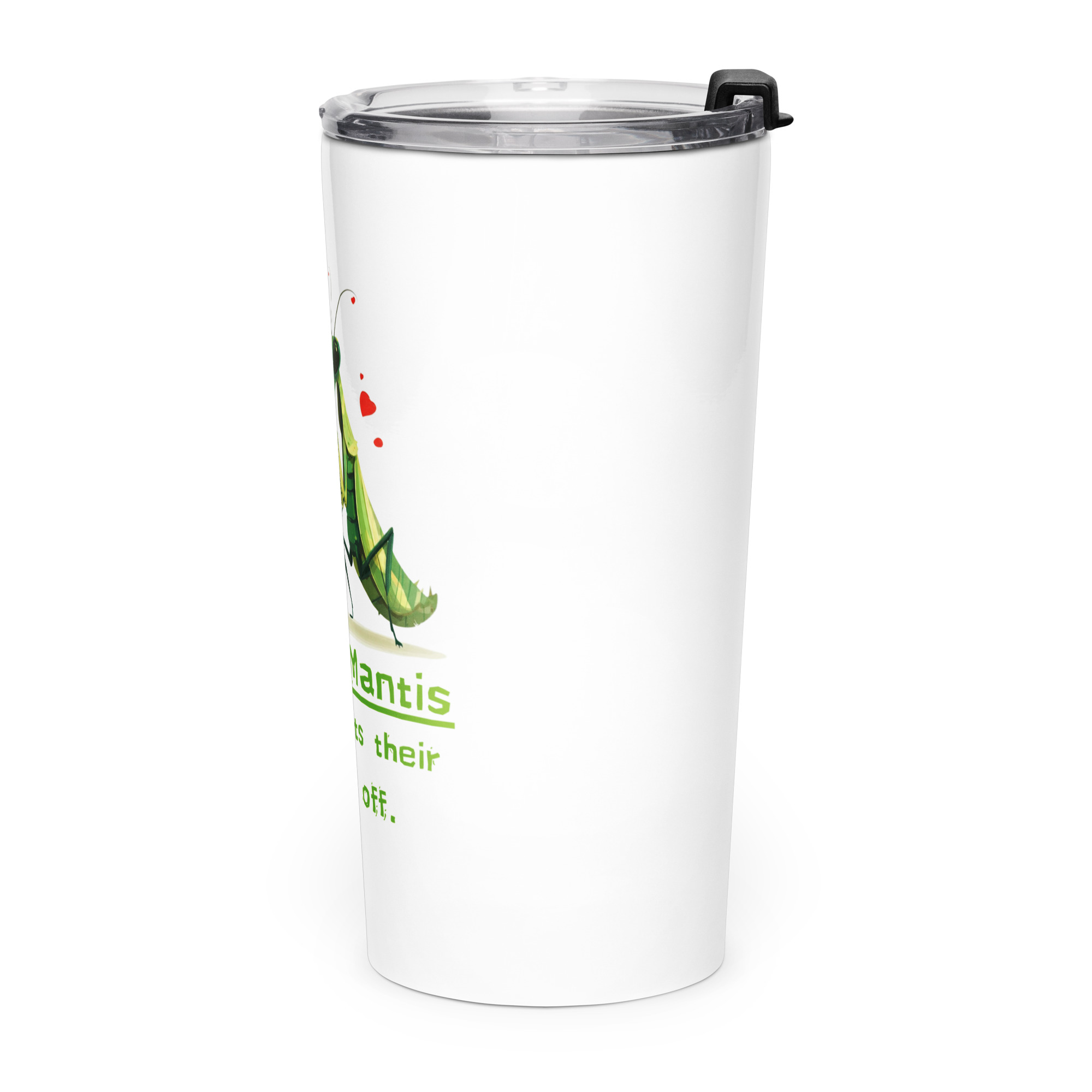 Gaying Mantis! No One Gets Their Head Bit Off! Gay Pride Alien Cosmos Open Contact 2026 Inspired - Tapered stainless steel tumbler - Image 3