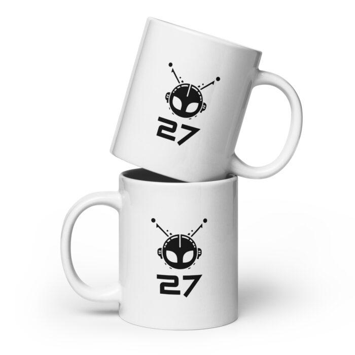 Alien 27 Signature Logo (#1) Extra Terrestrial Open Contact 2026 Cosmos Universe Inspired - White glossy mug